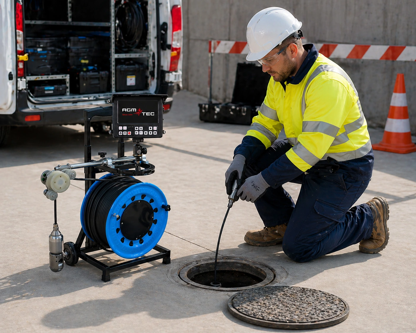 Verticam HAD V2 Compact — diagnostic vidéo d’une canalisation verticale en regard de chaussée