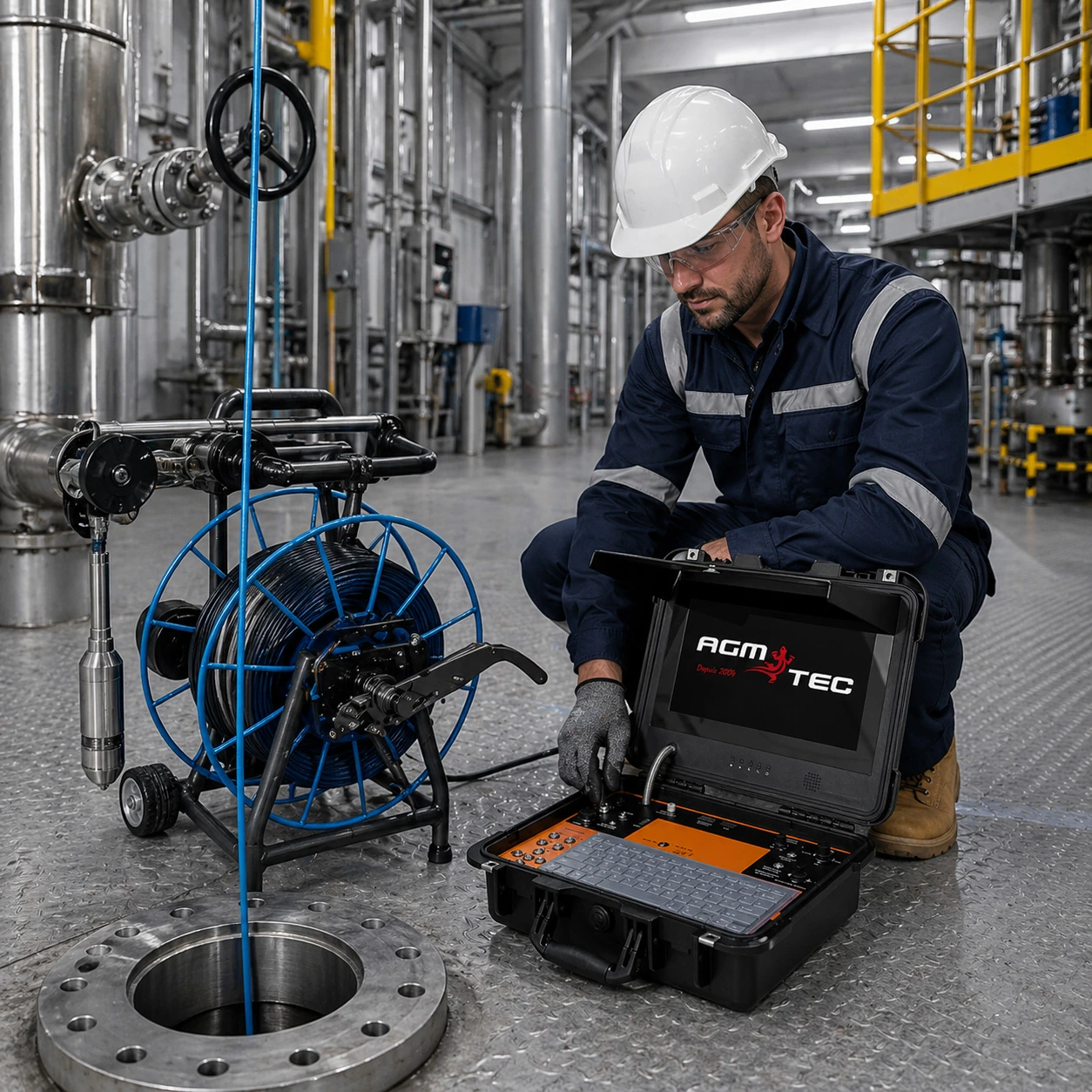 Caméra d’inspection verticale Verticam HAD V2 — pack complet avec touret, mallette et caméra haute définition