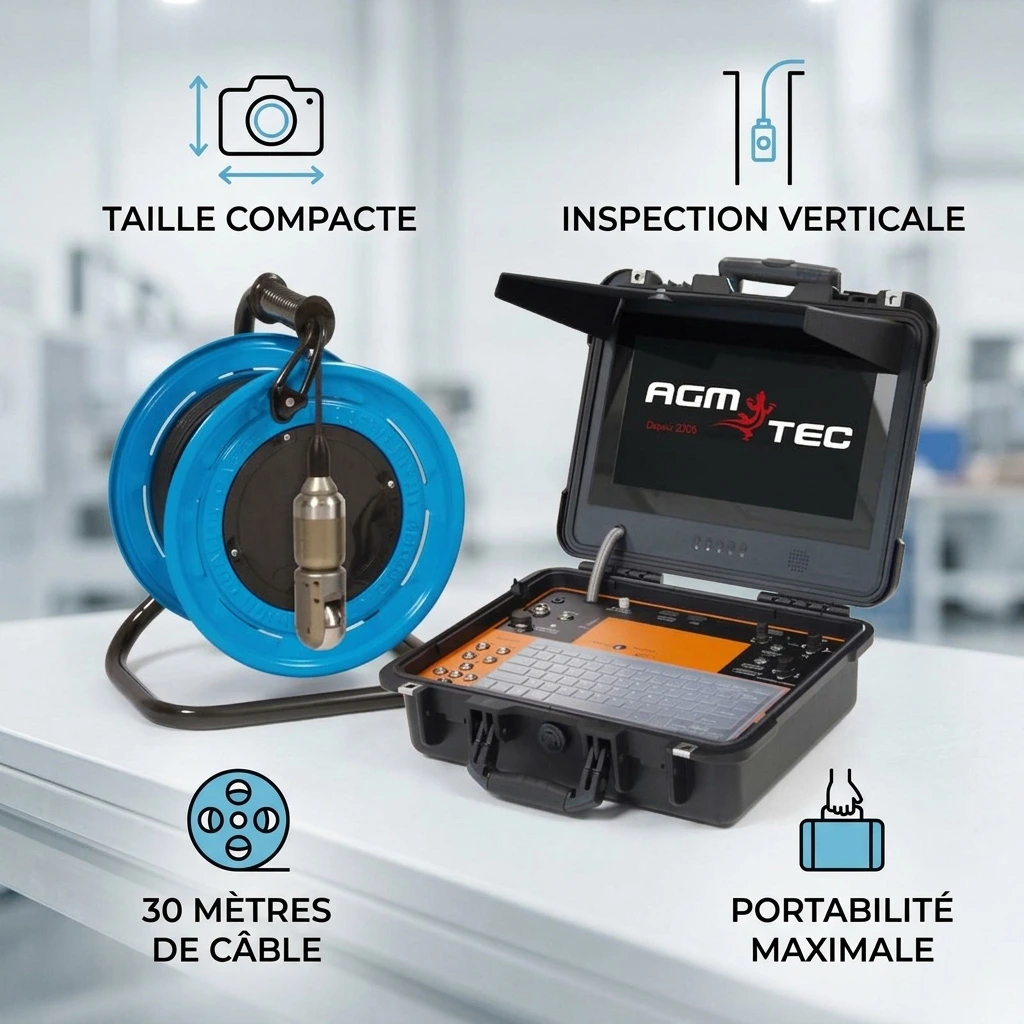 Verticam Lite HAD V2 — diagnostic d’une canalisation verticale par caméra d’inspection 30 m